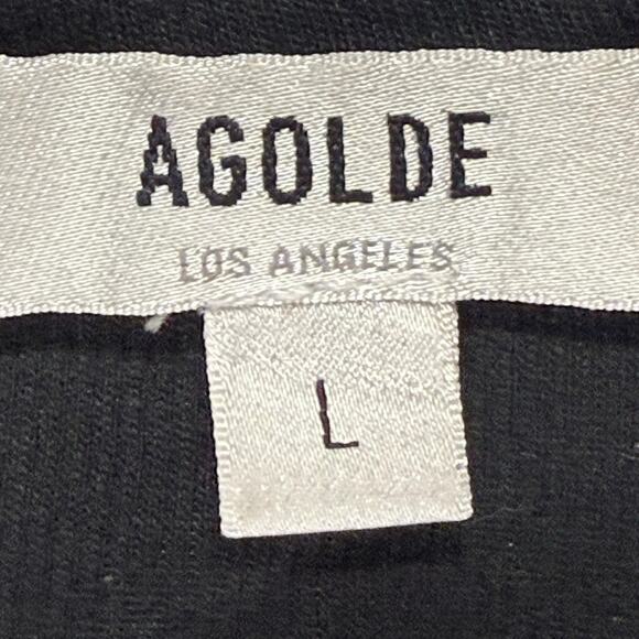 Agolde Black Ribbed High Neck Tank Bodysuit Women’s Large USA Made Stretch - Picture 4 of 9